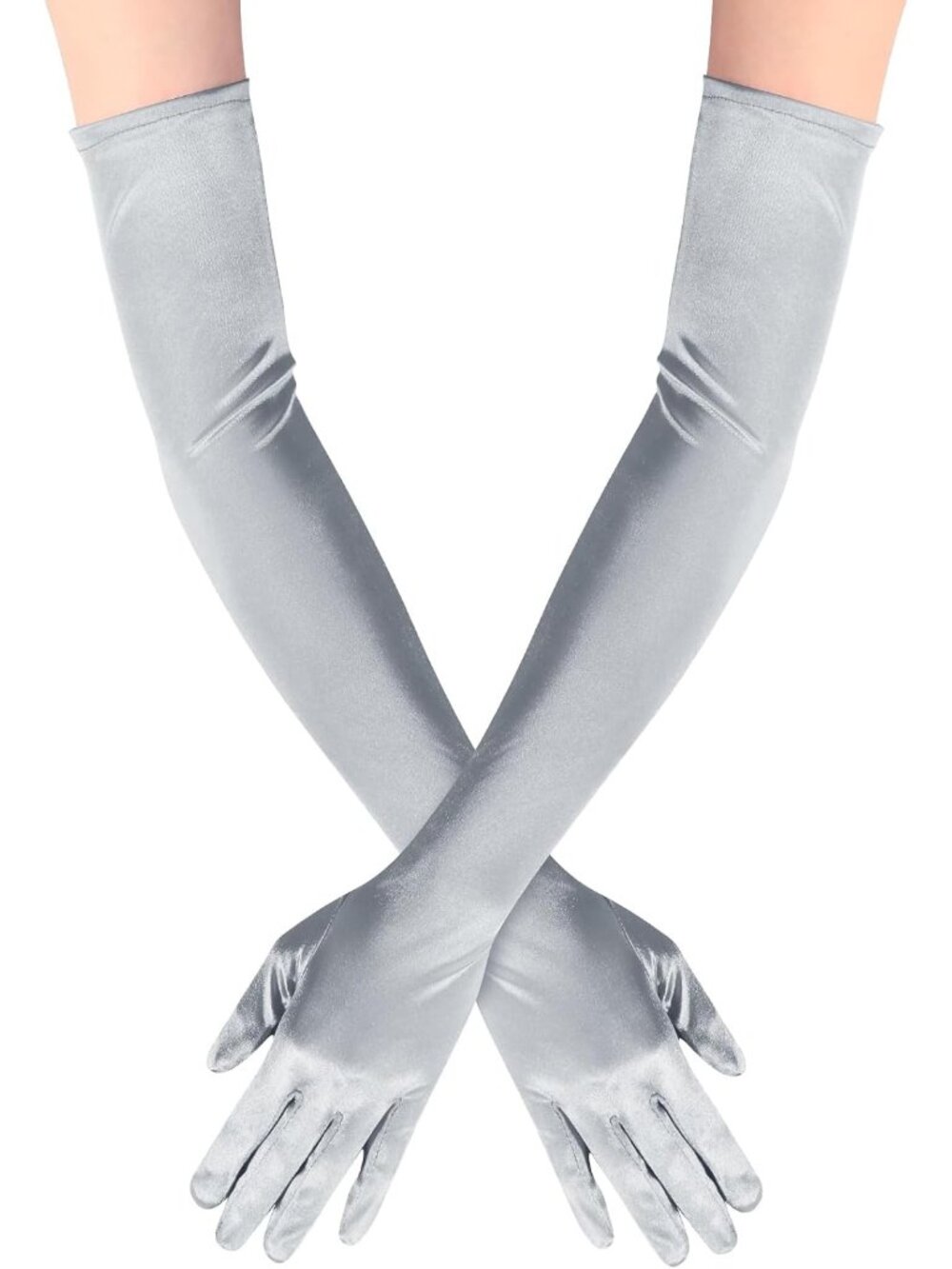 Women's Sliver Elbow Length 1920s Flapper Halloween Cosplay Opera Gloves